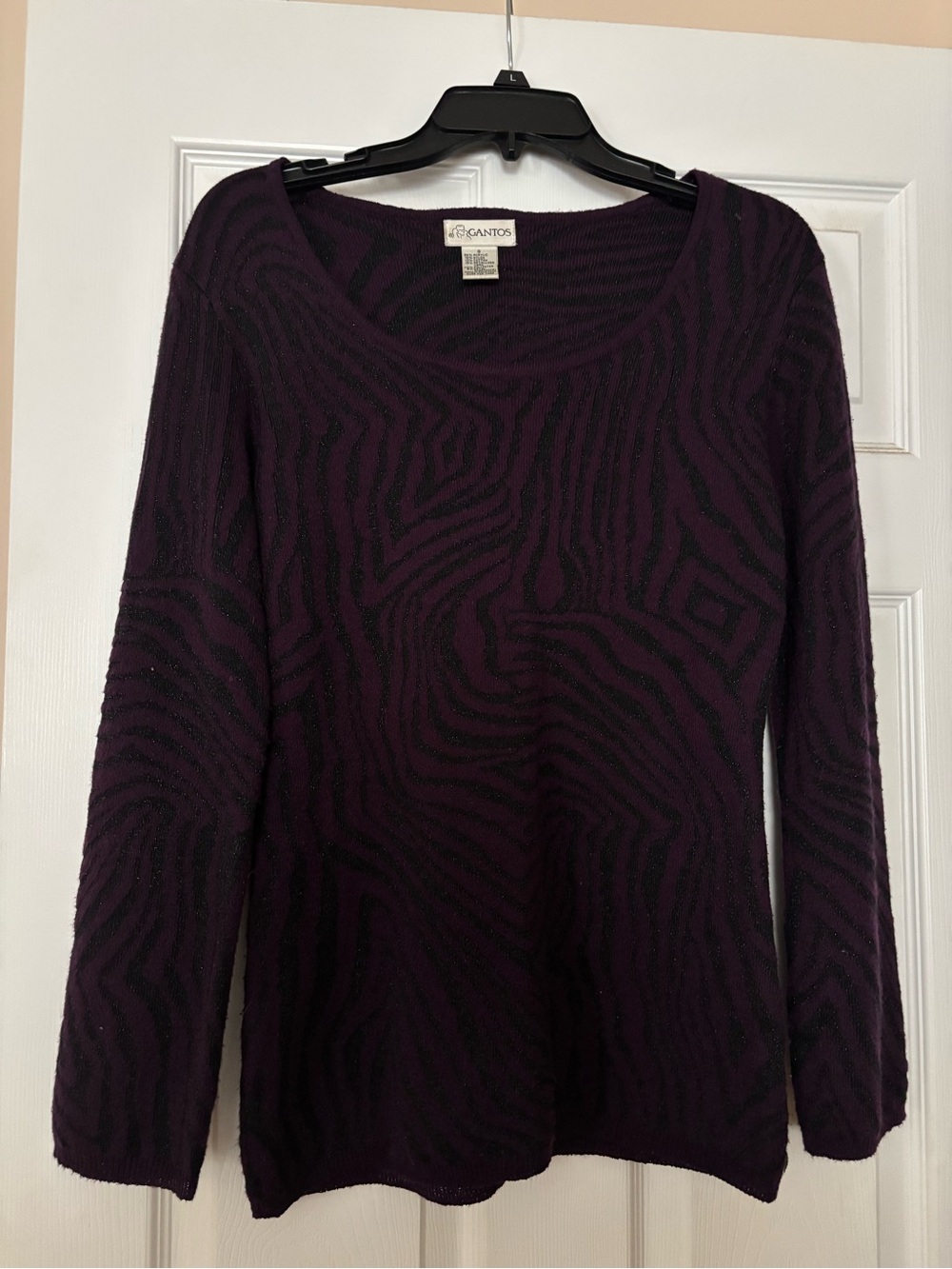 Gant Women's Deep Plum Crewneck Zebra-Pattern Sweater